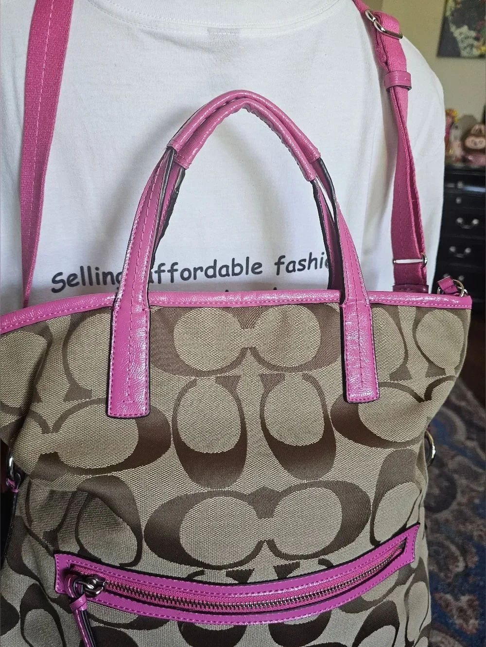 Coach Signature Stripe Foldover Tote